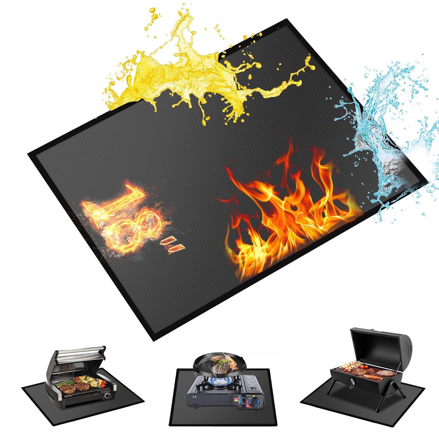 60 ×52 Inch Under Grill Mats for Outdoor Grill & Grill Mat for Under BBQ