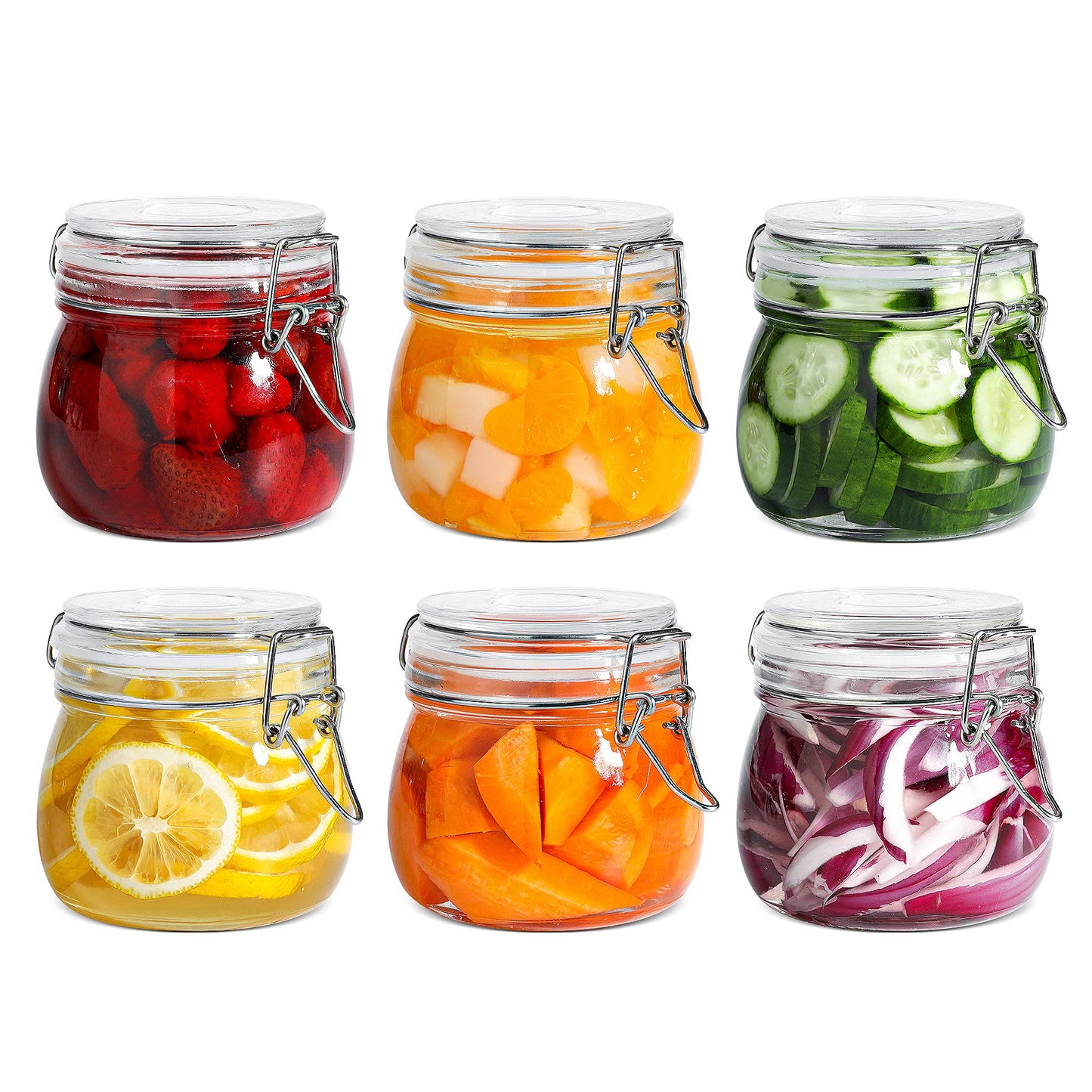 ComSaf Glass Jars with Airtight Lids 34oz 3 Pack Pantry Storage Coffee