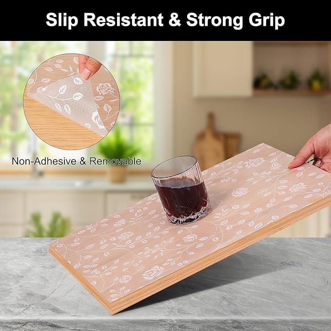 Cooyes Shelf Liner – Premium Non-Adhesive Cabinet & Drawer Liner for Kitchen – Waterproof Shelf Paper with Modern Pattern – Durable EVA Cabinet Mat – Easy to Cut （12" W x 360" L）