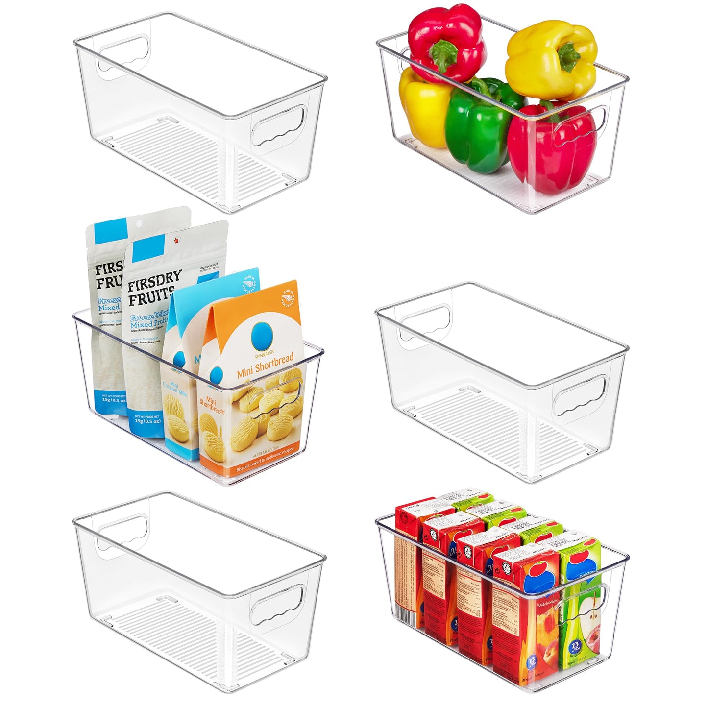 Vtopmart 6 Pack Clear Storage Bins, Pantry Cabinet Organizer Bins, Medium