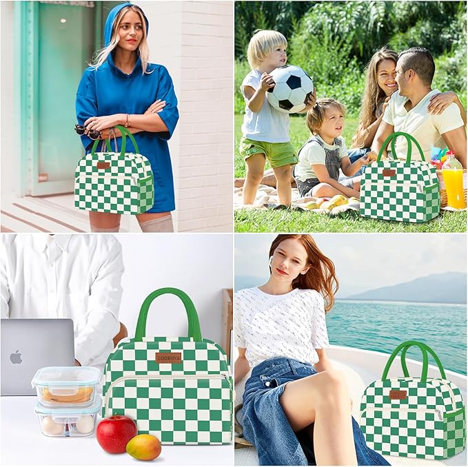 Coobiiya Lunch Bag Lunch Box for Women Men, Cute Lunch Tote Bags Insulated Reusable LunchBags Large Capacity Cooler Bag for Work Travel Picnic adults