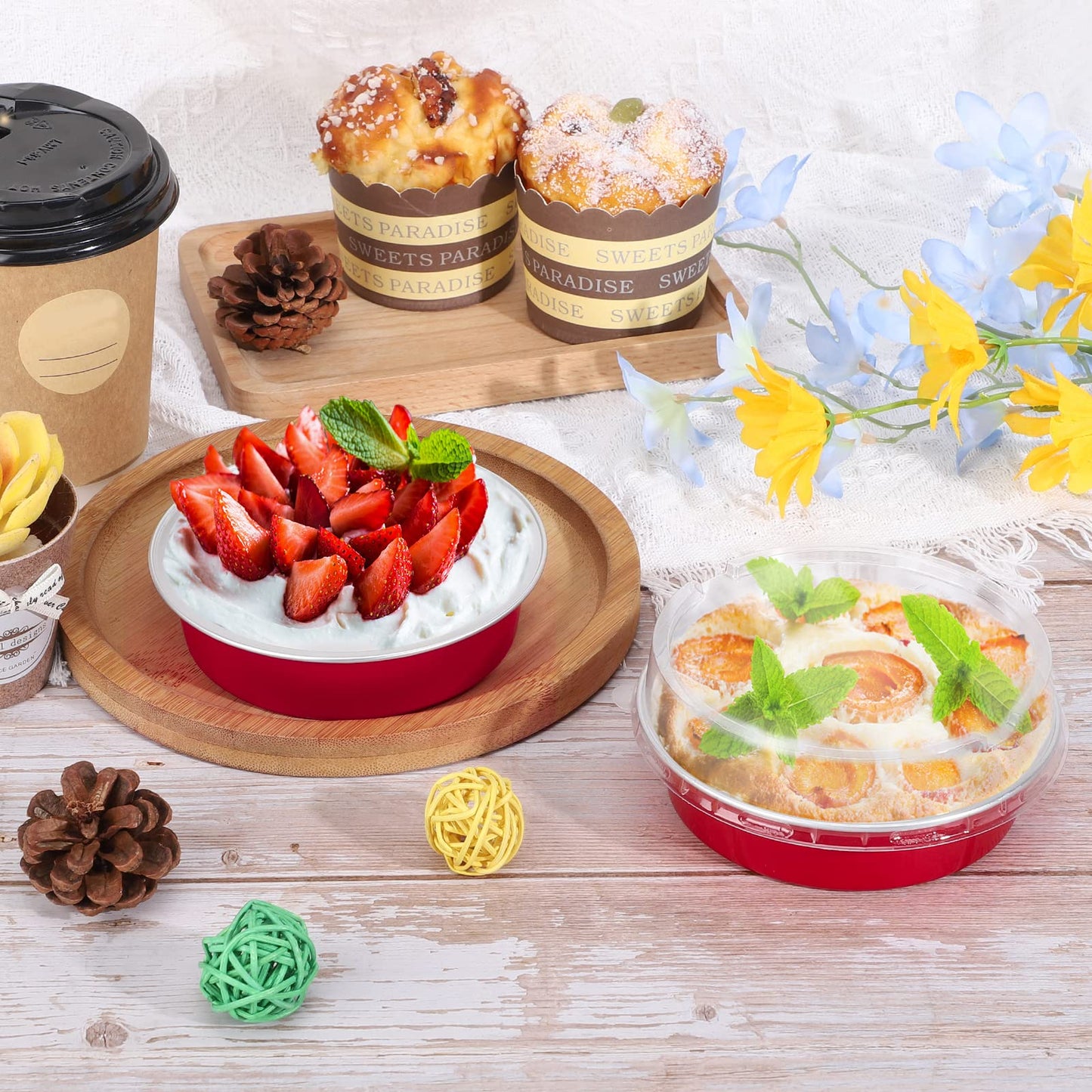Beasea Mini Pie Pans with Lids, 120 Pack 4 Inch 8oz Disposable Mini Cake Pans Creme Brulee Aluminum Foil Pie Tart Ramekins Tins Silver Small Individual Round Containers Oven Safe for Baking