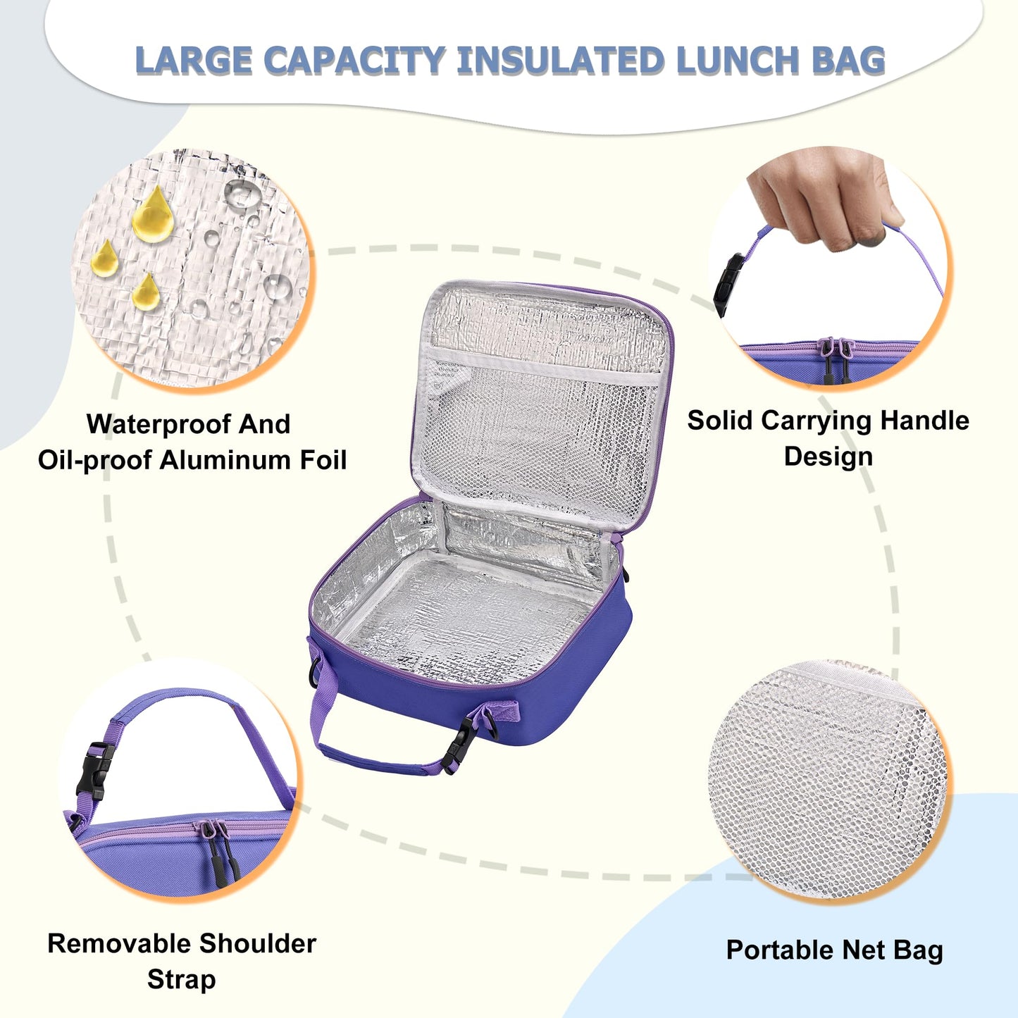 Bento Lunch Box for Kids with 8oz Soup Thermo, Leak-proof Lunch Food Containers with 5 Compartment, Insulated Lunch Bag & 17oz Stainless Steel Water Bottle for School, Trvael