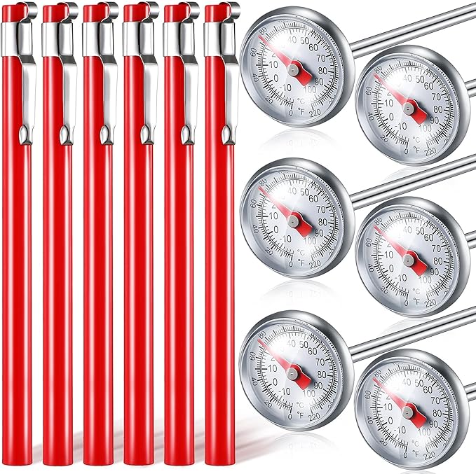 Xuhal 12 Pcs Stainless Steel Kitchen Dial Thermometer 5",Black