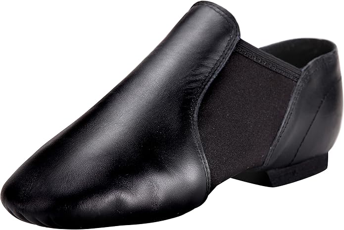 Linodes Leather Jazz Shoe Slip-on for Women Men Dance Shoes Black 14M