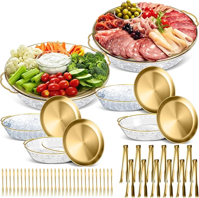 Baderke 4 Sets 11.8 Inch Chilled Serving Tray for Parties, Original