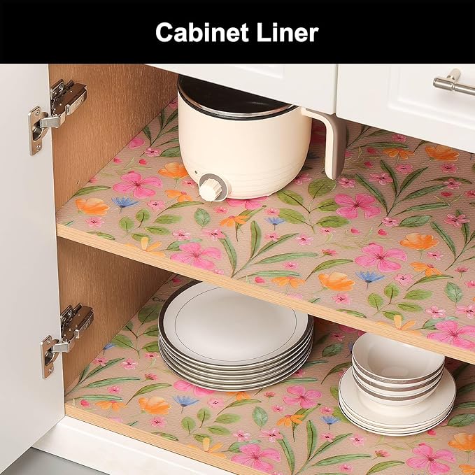 Cooyes Shelf Liner – Premium Non-Adhesive Cabinet & Drawer Liner for Kitchen – Waterproof Shelf Paper with Modern Pattern – Durable EVA Cabinet Mat – Easy to Cut （12" W x 360" L）