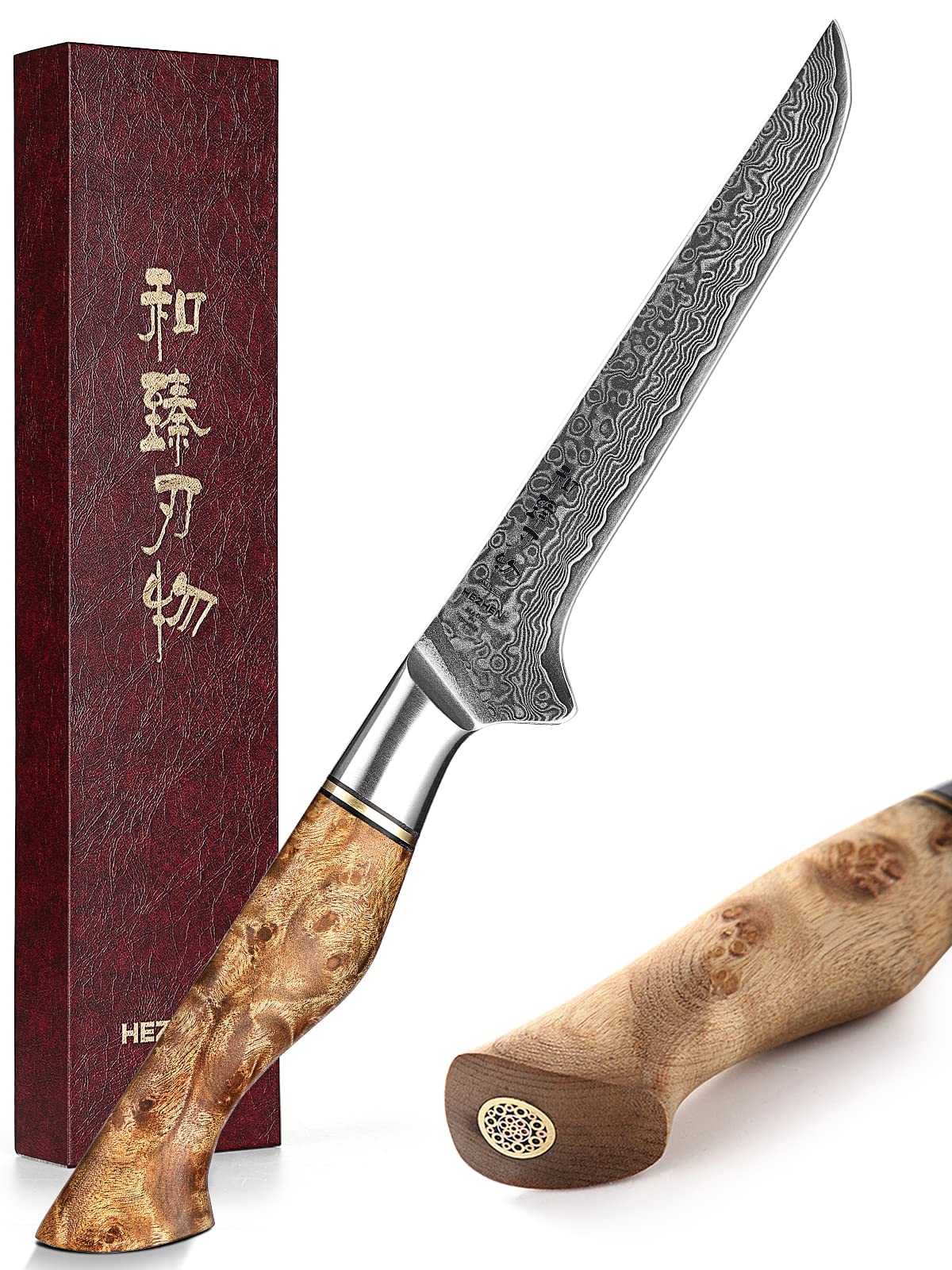 HEZHEN 8.3-Inch Bread Knife – 67 Layers Damascus Steel, Professional Serrated Slicer for Sourdough & Artisan Bread, Figured Sycamore Handle