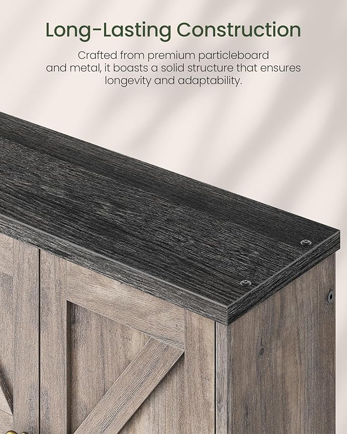 Bathroom Wall Cabinet, Medicine Cabinet with Open Partition and Towel Bar, Rustic Storage Cabinet with Open and Hidden Storage Space, for Bathroom, Living Room, Greige and Charcoal Black