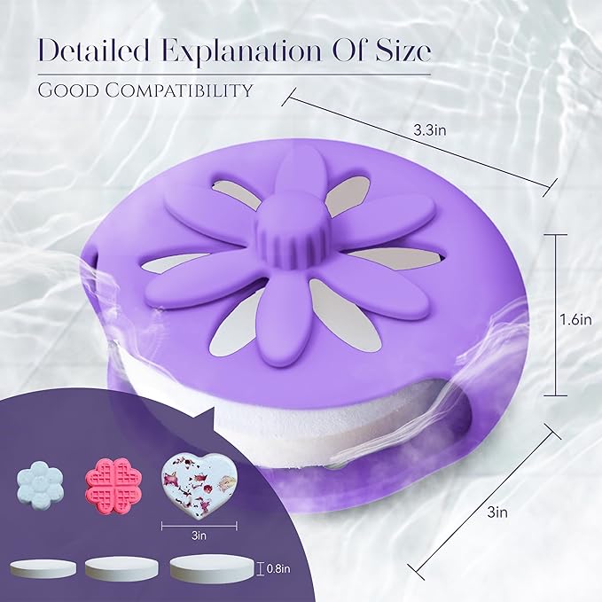 SHARLOVY Purple Shower Steamers Tray, Big Suction Cup Shower Steamer Tablet Holder Dish for Long Lasting Use, Flake Bath Bombs Container, Adornment Household Supply Car Decoration Yoga Decor