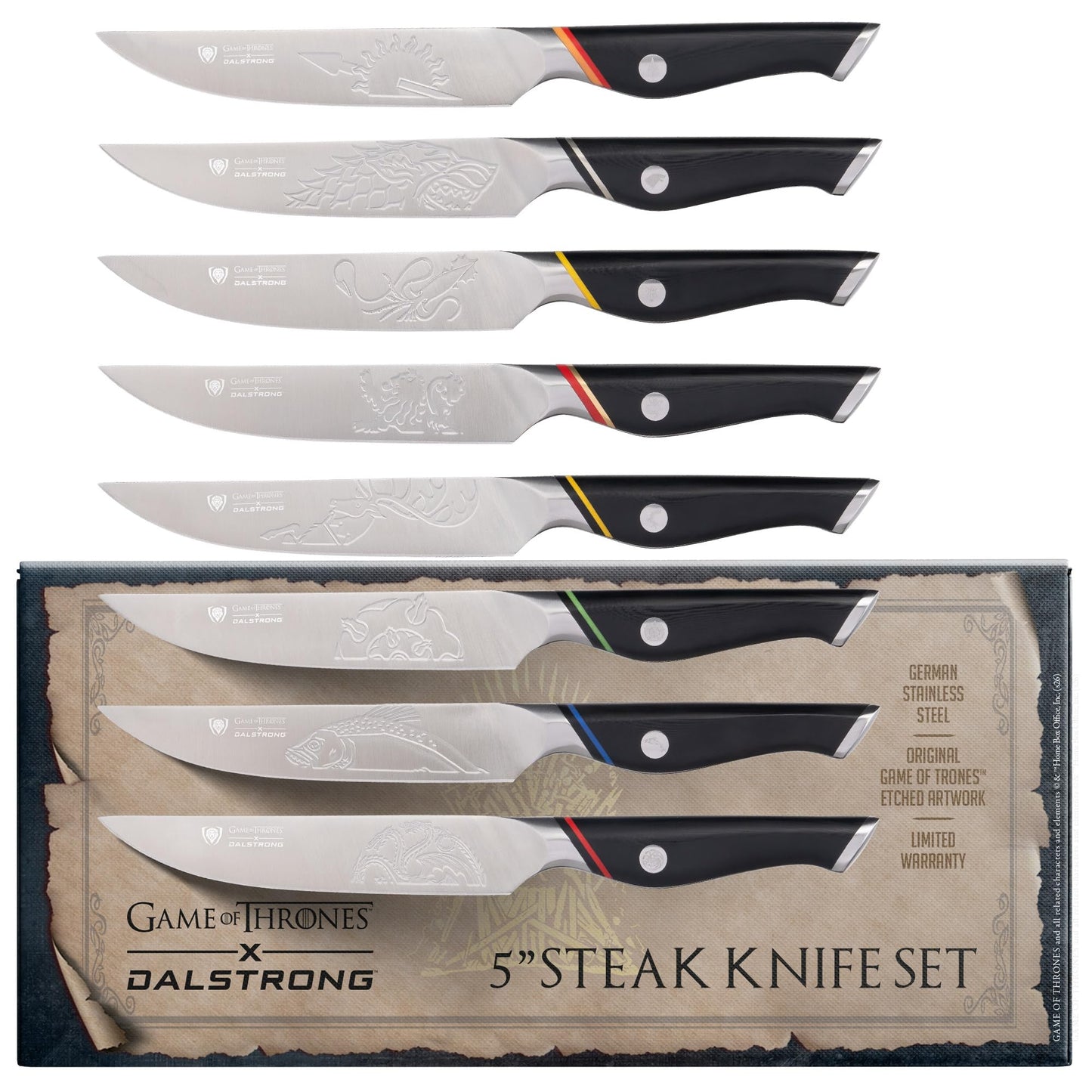 Dalstrong Game of Thrones 8-Pc Steak Knife Set, 5"