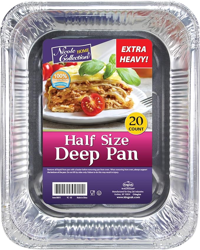 Aluminum Pans Half Size, 9X13, Extra Heavy Duty Disposable Foil Pans For Baking (10 Pack) Roasting & Chafing, Deep Tin Foil Bakeware, Steam Table Tray, Cookware, Food Prepping, Cake & Oven Pan