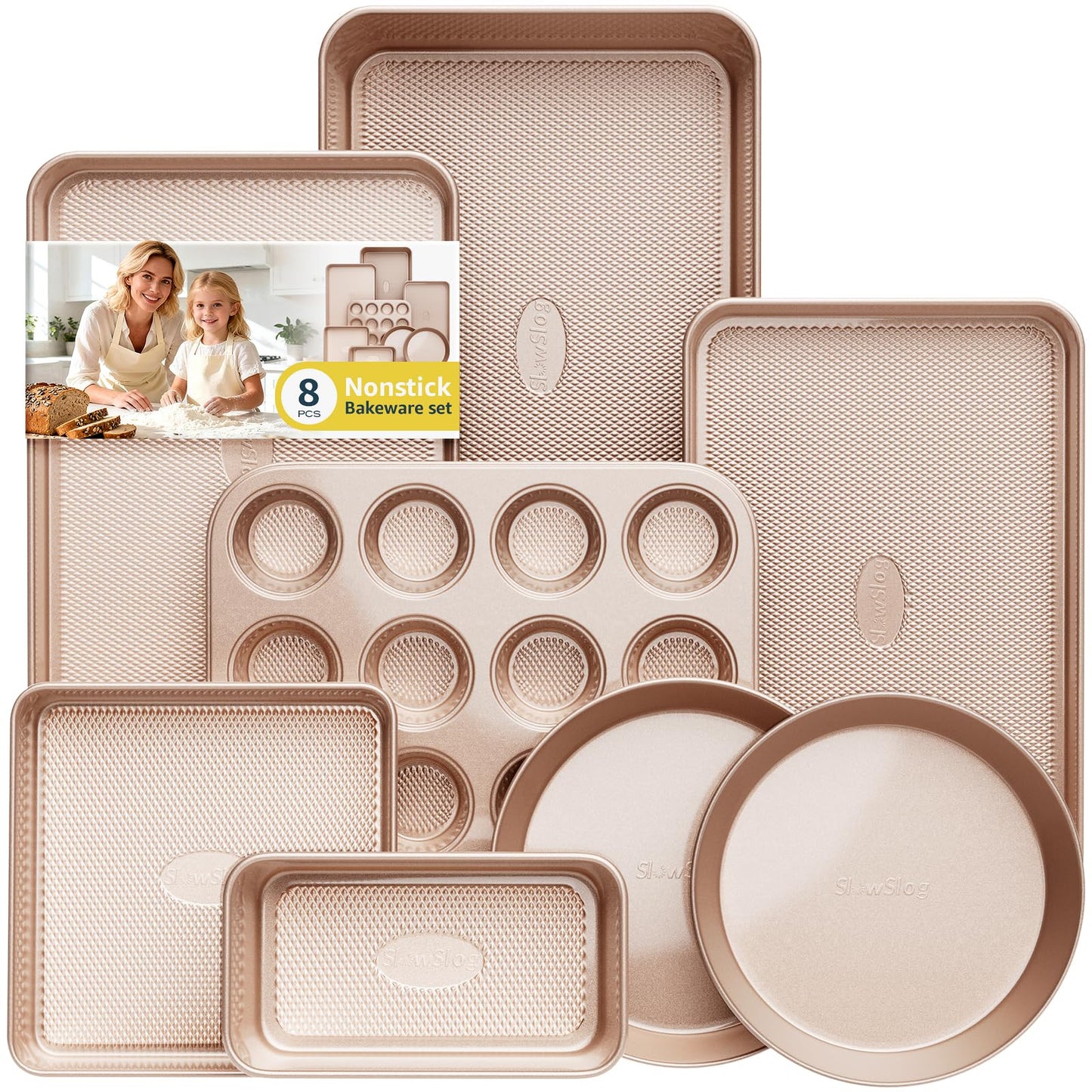Baking Pans Set 8-Piece Bakeware Sets, Baking Sets for Cooking Oven Pan Set