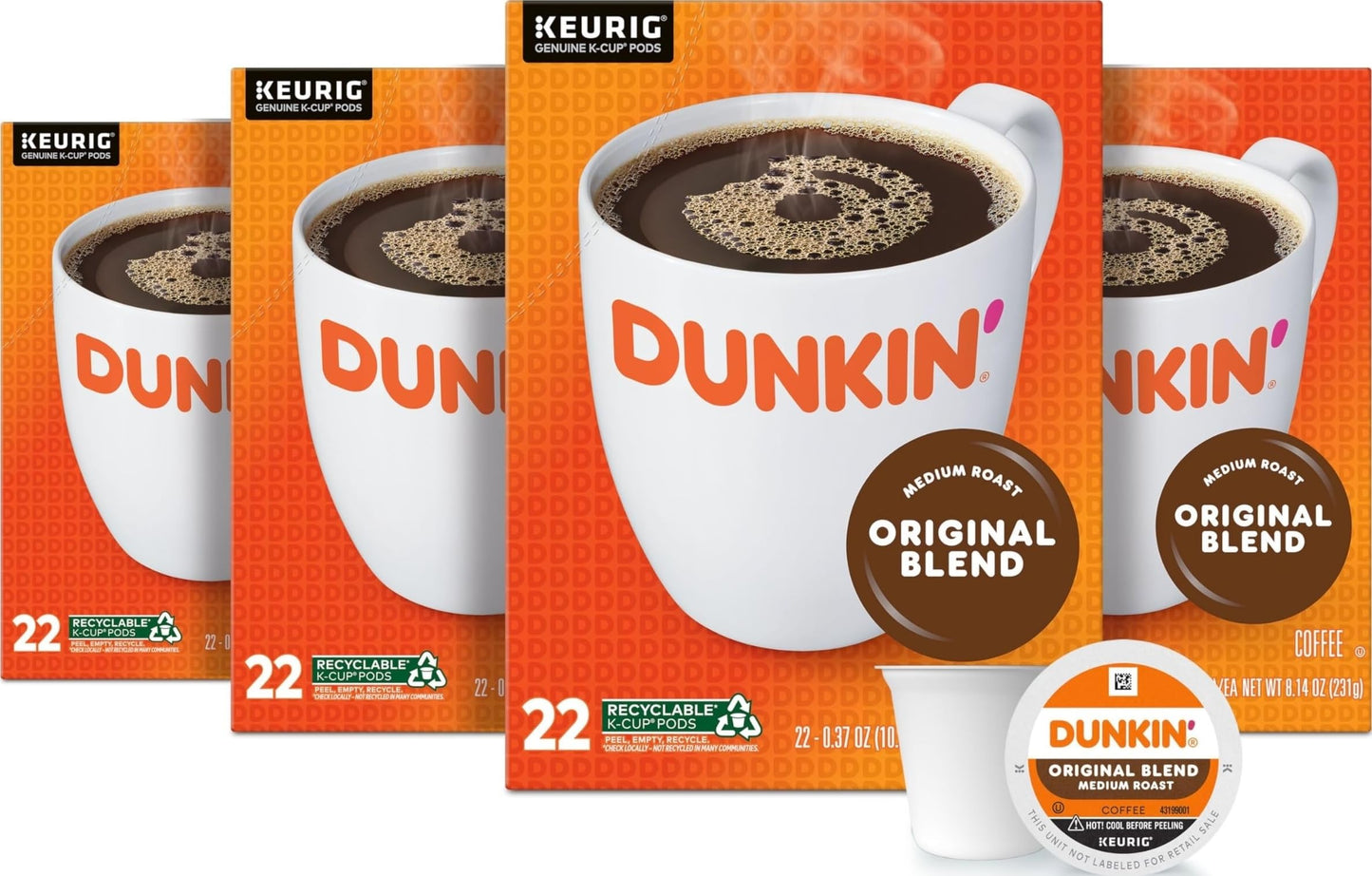 Dunkin’ Original Blend Medium Roast Coffee, Keurig K-Cup Pods, 88 Count