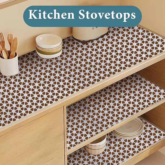 Drawer and Shelf Liner for Kitchen Cabinet: 12 in X 20 Ft Non Slip Waterproof Shelf Paper Non Adhesive Refrigerator Liners Silver Square Easy Liners for Bathroom with Knife Tape Measure
