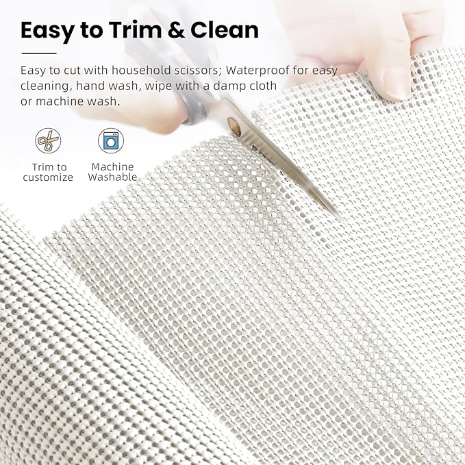 BAGAIL Drawer and Shelf Liner, 12 in X 10 Ft Non-Adhesive Shelf Liners for Kitchen Cabinets, Thick Strong Grip Liners for Desk, Shelves, Bathroom Drawers, Cabinet Protection - White