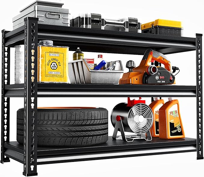 SUPPNEED Storage Garage Shelving Units: 48" W x 16" D x 39" H Black