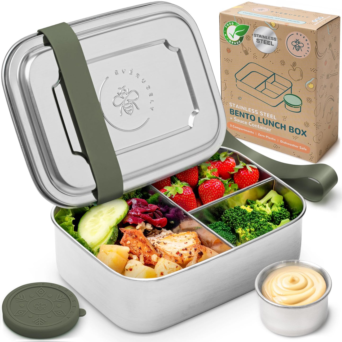 Stainless Steel Bento Box + Condiment Container - Lavender, 27oz / 0.8 L