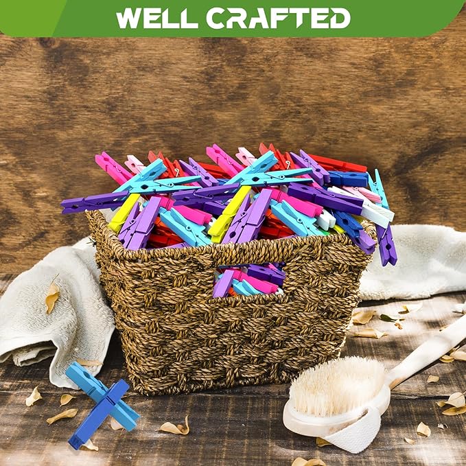 100 Pcs Colored Clothes Pins Wooden, Colored Clothespins for Crafts 2.9 Inch, Clothing Pins for Hanging Classroom