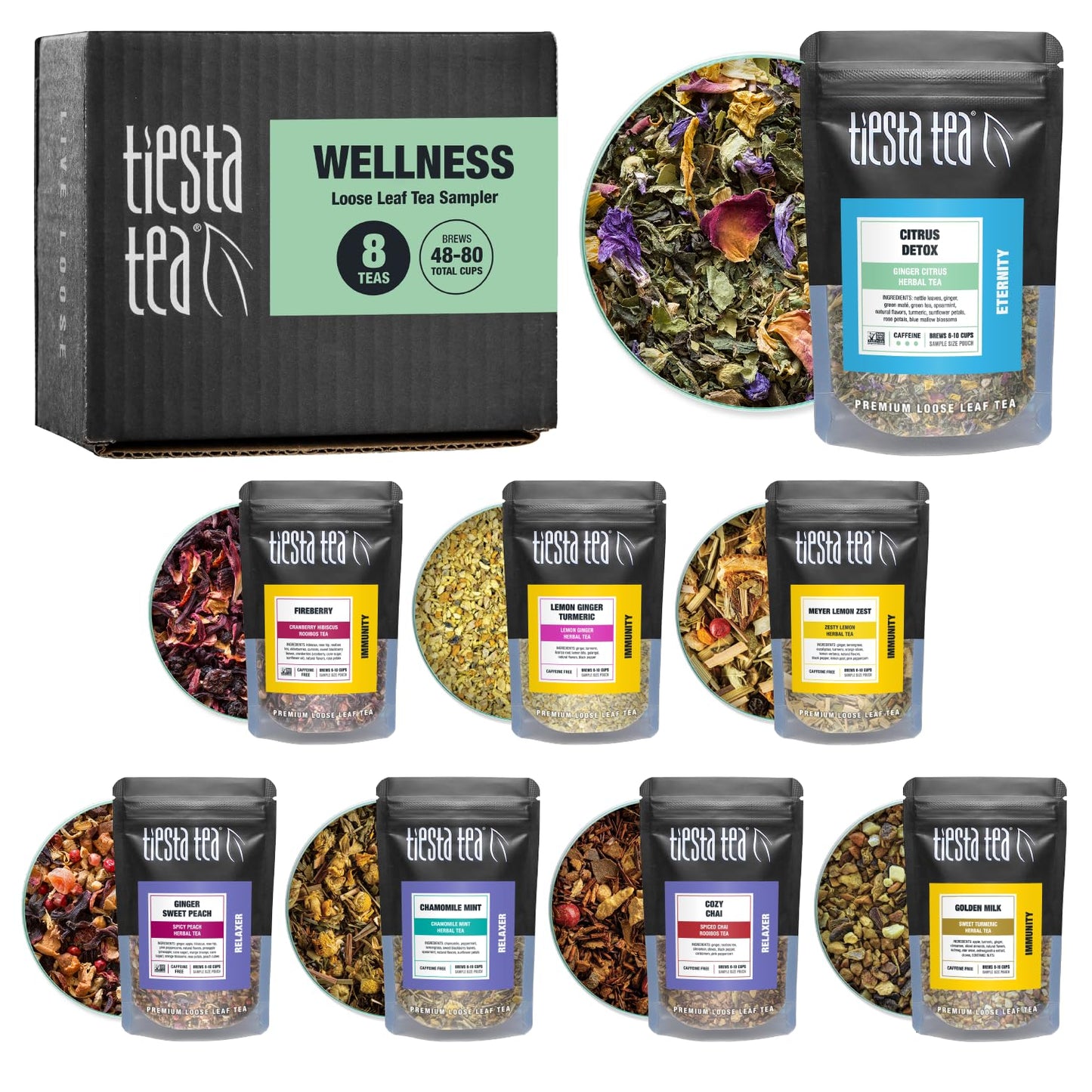 Tiesta Tea - Herbal & Rooibos Tea Sampler Dry Flight Set, Loose Leaf