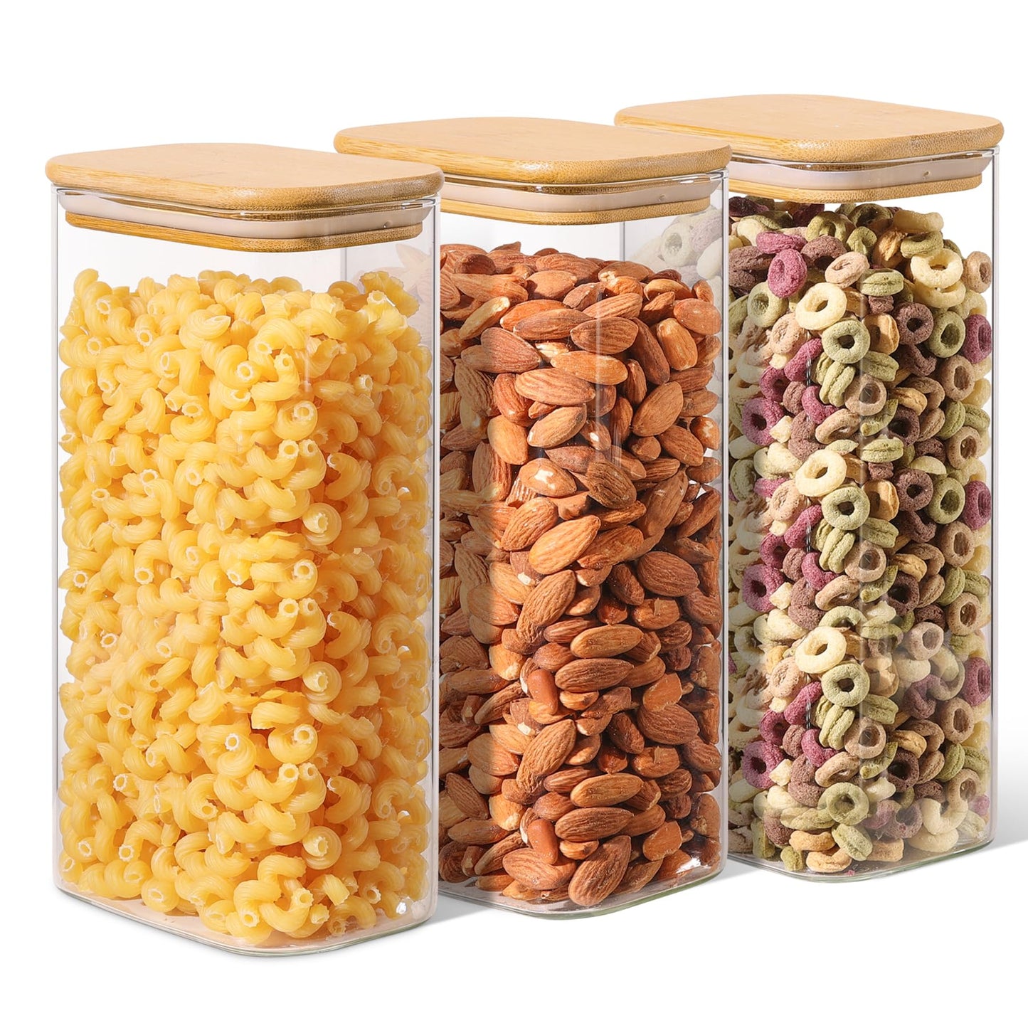 ComSaf Small Glass Containers with Lids 0.7 Qt, Set of 6 Glass Storage Jars