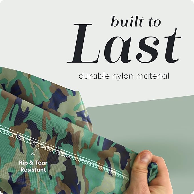Nylon Laundry Bag - Locking Drawstring Closure and Machine Washable. These Large Bags will Fit a Laundry Basket or Hamper and Strong Enough to Carry up to Three Loads of Clothes. (Camouflage)