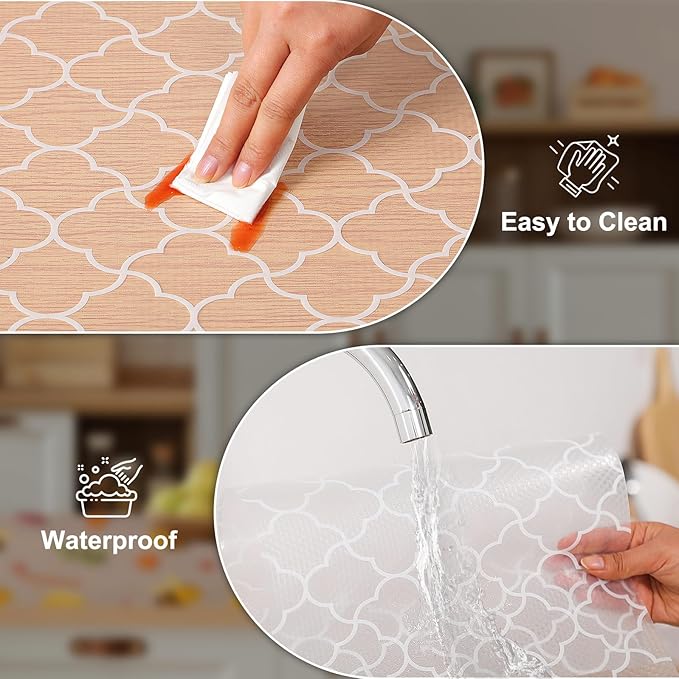 Cooyes Shelf Liner – Premium Non-Adhesive Cabinet & Drawer Liner for Kitchen – Waterproof Shelf Paper with Modern Pattern – Durable EVA Cabinet Mat – Easy to Cut (17.5" W x 360" L)