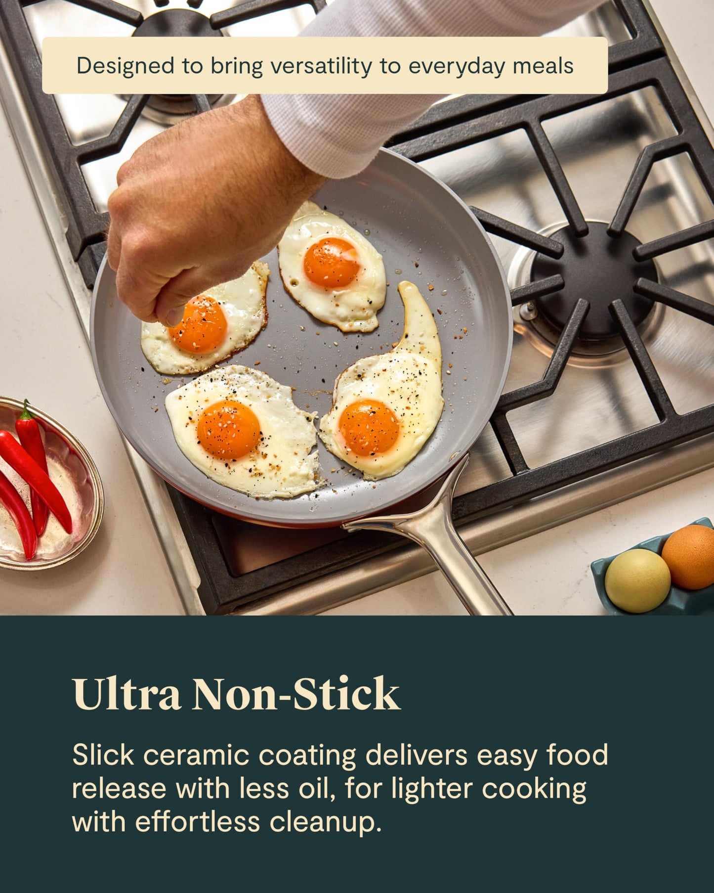 Caraway Ceramic Non-Stick Fry Pan Set with Glass Lids