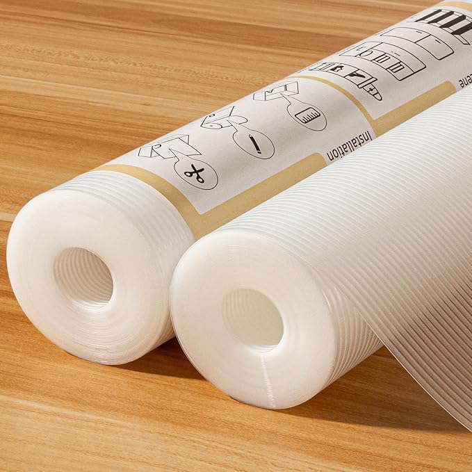 FEXIA 2 Rolls Shelf Liners for Kitchen Cabinets Non-Slip Drawer Liner 24 Inches x 20 FT Waterproof & Oil-Proof Non Adhesive Durable Material Fridge Liner for Shelves