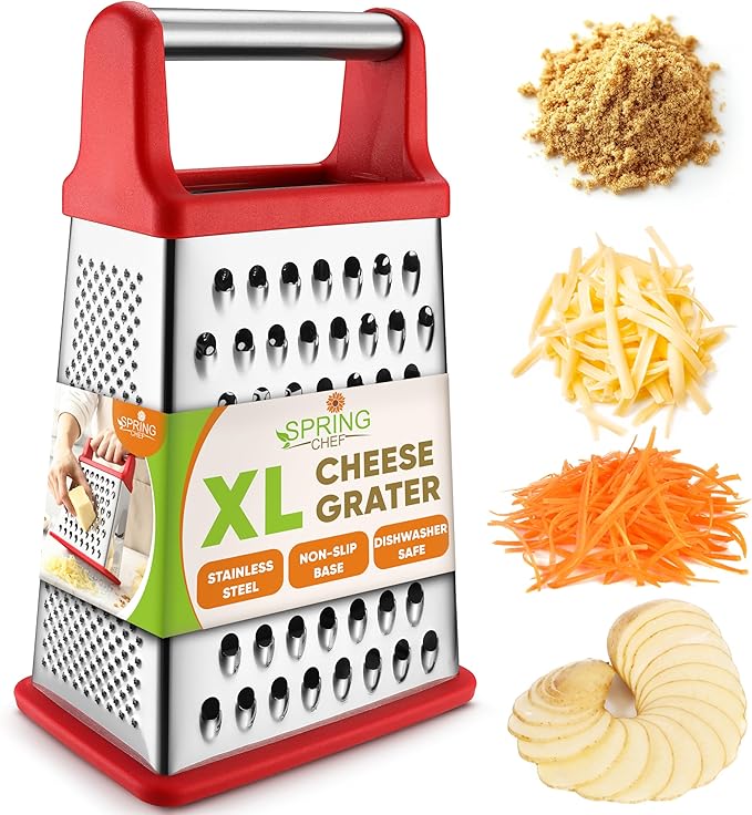 Spring Chef Stainless Steel XL Cheese Grater for Kitchen, Sapphire
