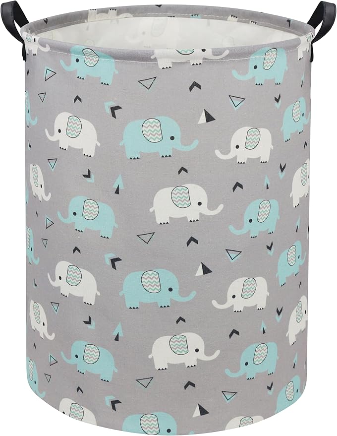 HIYAGON Elephant Baby Laundry Basket Baby Hamper for Nursery Girl Kids Hamper Cute Kids Storage Toy Bin Organizer Elephant Room Decor for Home(Elephants)