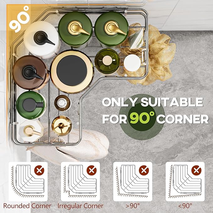 MAXIFFE 3 Pack X-Large Corner Shower Caddy with Soap Holder, Large Capacity Sturdy Easy Install No Drilling Stainless Steel Hold 40 LB Shower Organizer Shelves Rack for Family Renter Bathroom, Silver
