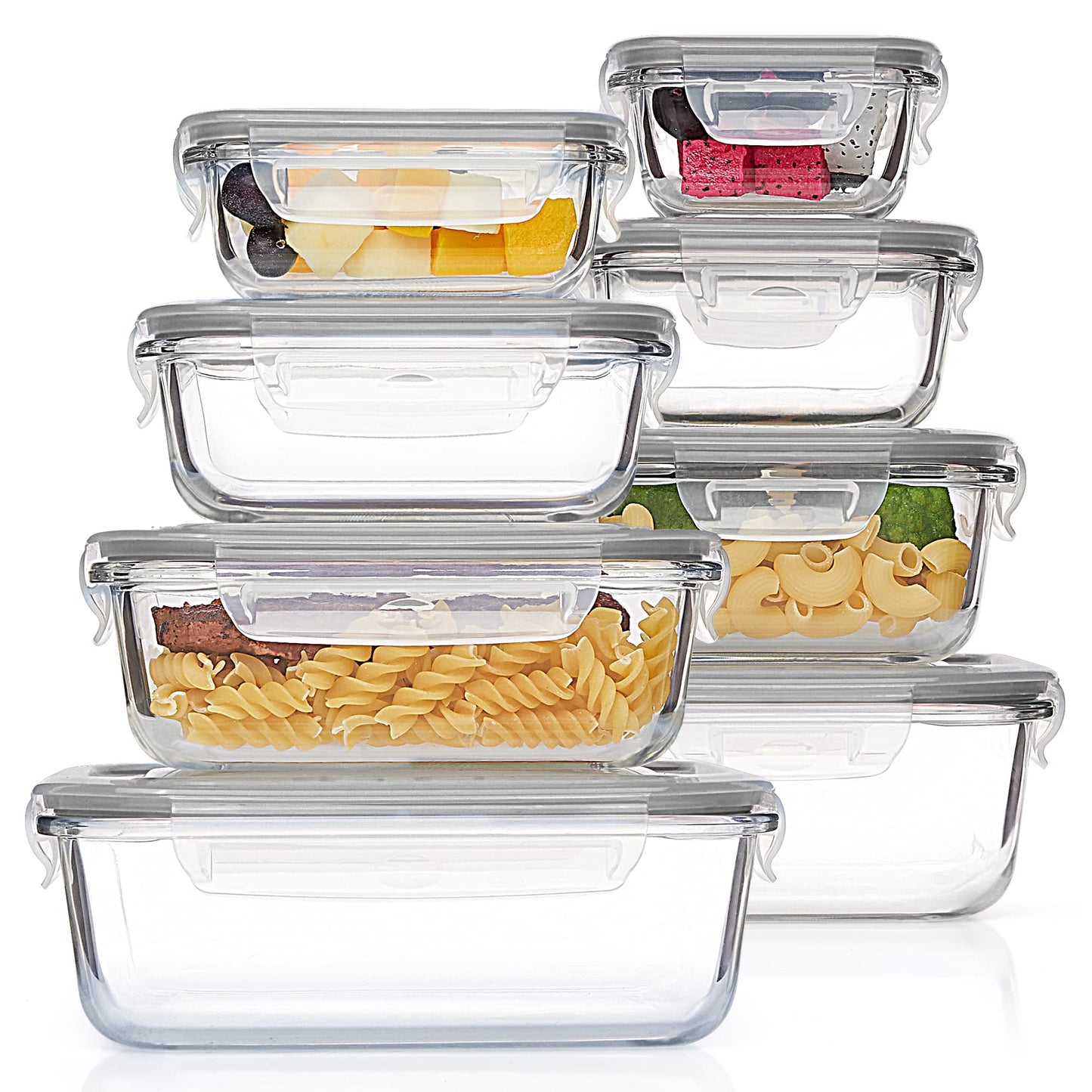 Vtopmart 8 Pack Glass Food Storage Containers with Airtight Lids