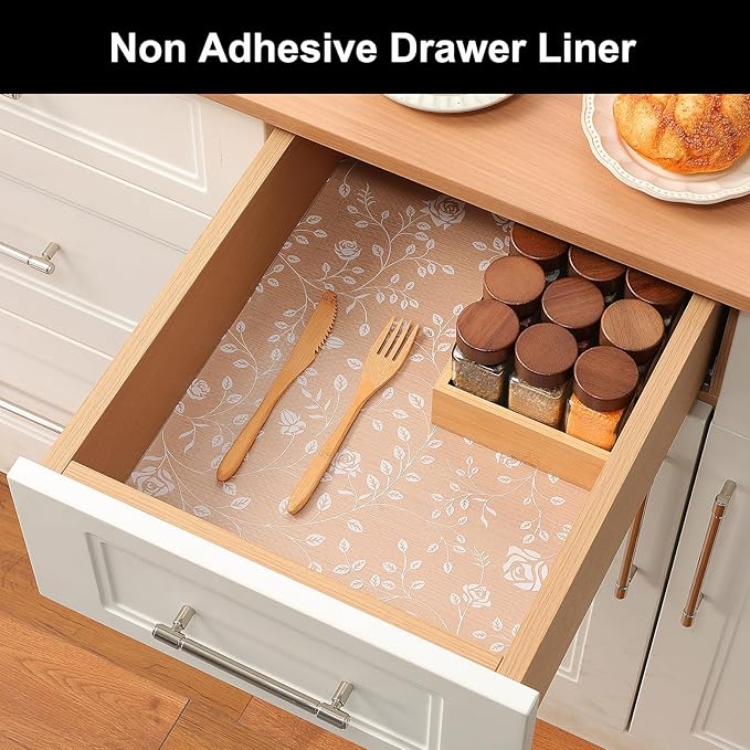 Cooyes Shelf Liner – Premium Non-Adhesive Cabinet & Drawer Liner for Kitchen – Waterproof Shelf Paper with Modern Pattern – Durable EVA Cabinet Mat – Easy to Cut （17.5" W x 78.7" L）
