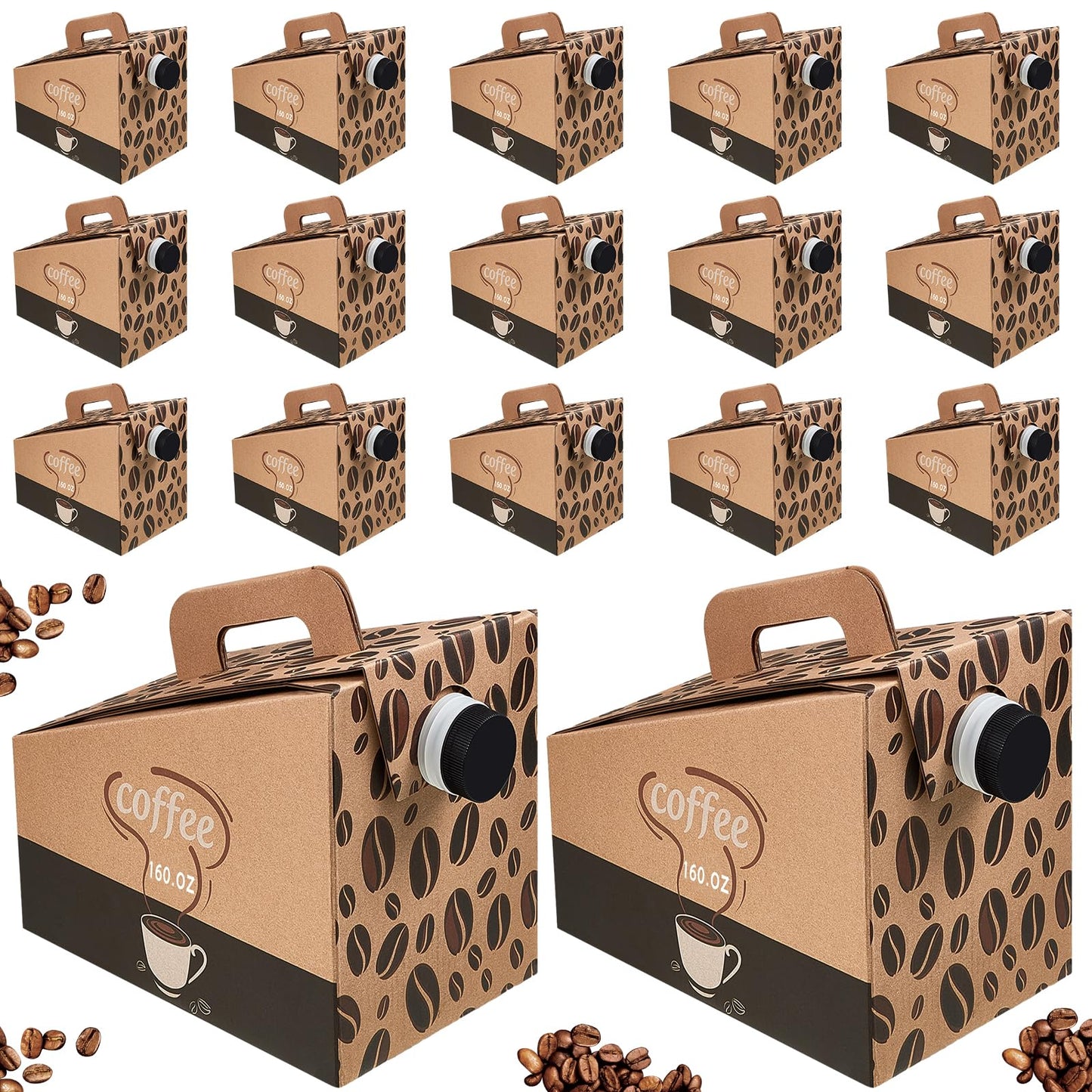Dandat 10 Pack Coffee to Go Dispenser Box with Handle Lids, 96 oz