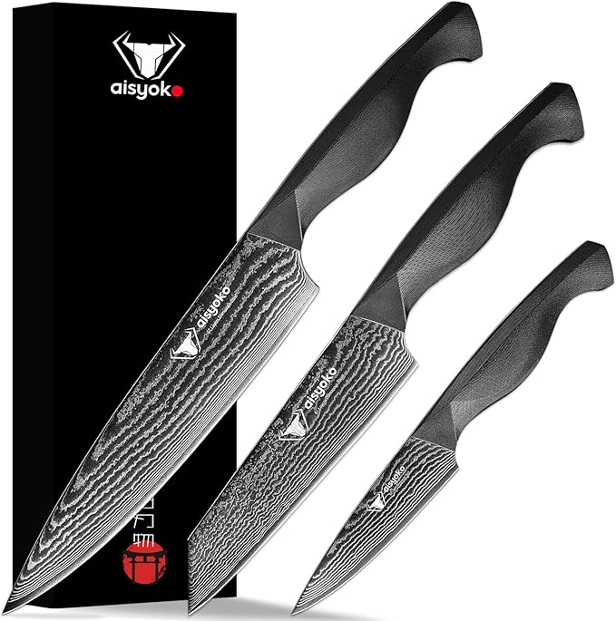 aisyoko Santoku Knife 5" inches-Japan 8C Super Steel 67 Layer Damascus Steel-Sharp Kitchen Knife-Full Tang ABS Anti-Skid Handle utility knife Cooking Knife with Luxury Gift Box