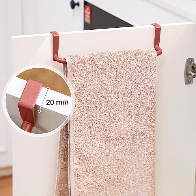 2 Pieces Metal Towel Bar Kitchen Cabinet Steel Towel Rack Bar for Hanging on Inside or Outside of Doors, Home Kitchen Bathroom(Rose Gold)
