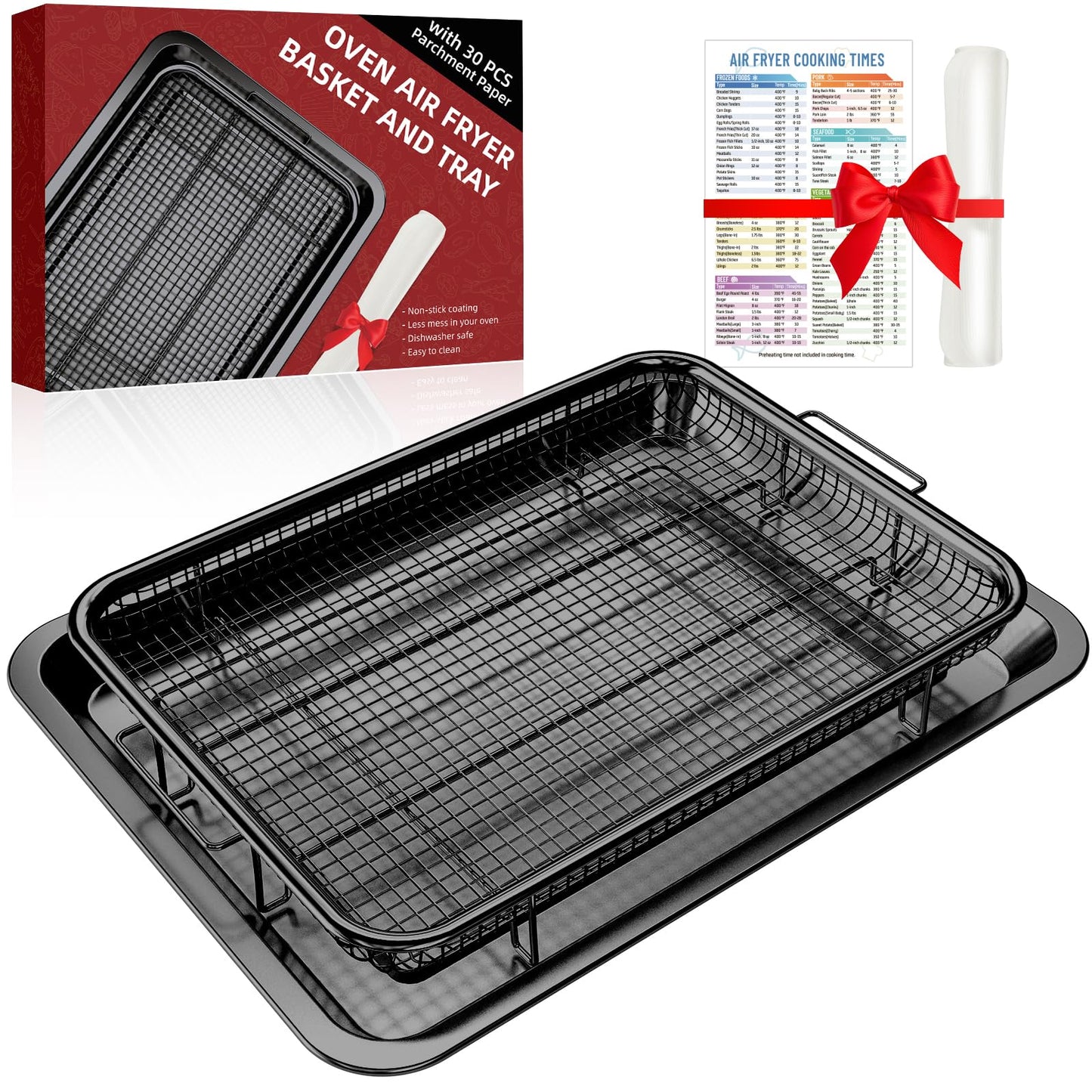 Air Fryer Basket, 2 Set Extra Large&Large Air Fryer Pans and Tray for Oven