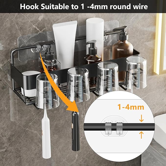 8 Pack Shower Caddy Adhesive Hooks and Shelves Replacement, Strong Adhesive Hooks for Caddy Rack Basket Holder