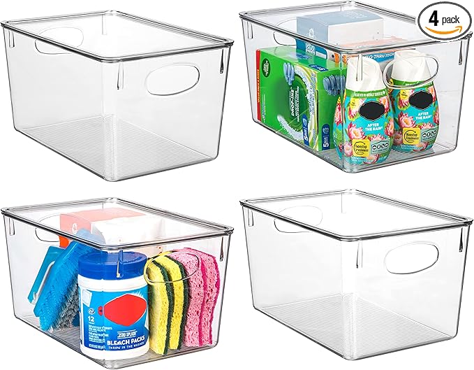 CLEARSPACE Plastic Storage Bins With lids – Perfect Kitchen Fridge Organizer, Pantry Organization, Cabinet Organizers (8 Pack)