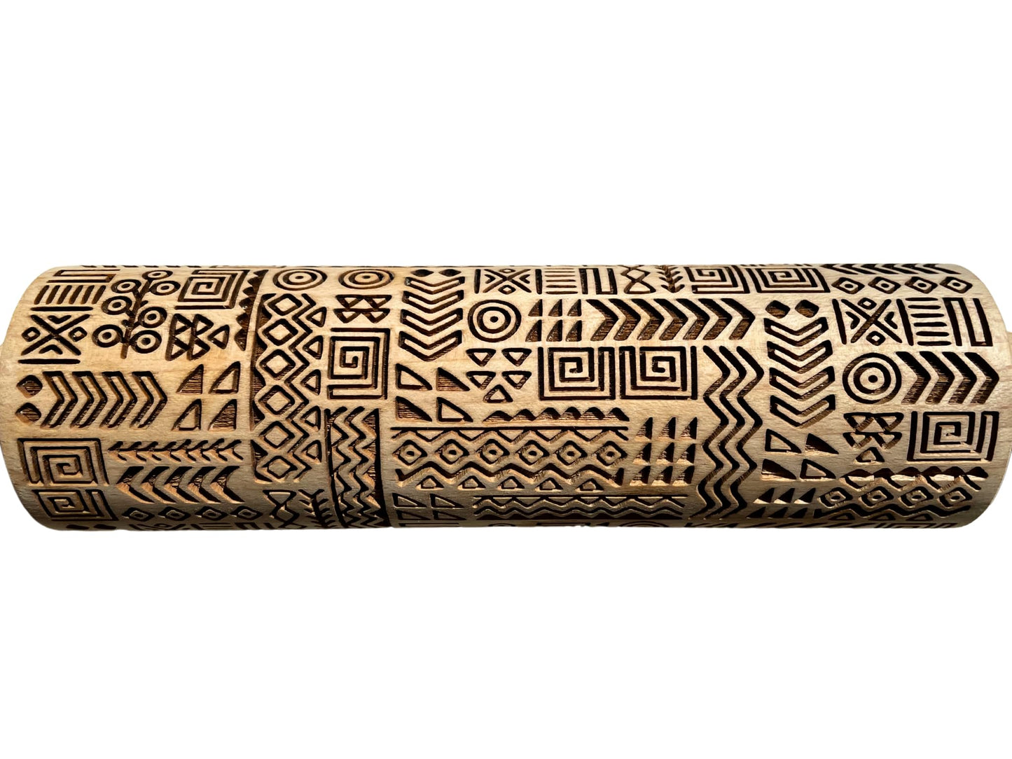FOLK Embossed Rolling Pin. Wooden Embossing Rolling Pin With Folksy Flowers for Pottery and Cookies by Algis Crafts