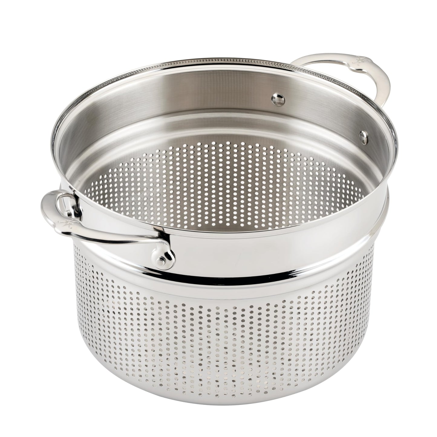 Hestan Provisions 8-Quart Stainless Steel Pasta Insert and Steamer Basket - Fits 8 Qt Stock Pots, 18/10 Stainless Steel, Dishwasher Safe