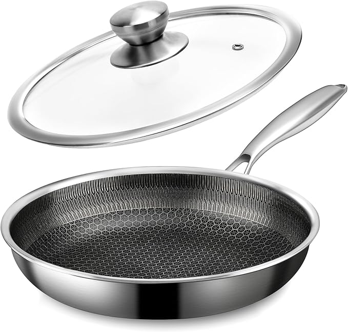 CADIVIZZO 6 Pieces Stainless Steel Frying Pan Set with Lids(8"+9.5"+11")