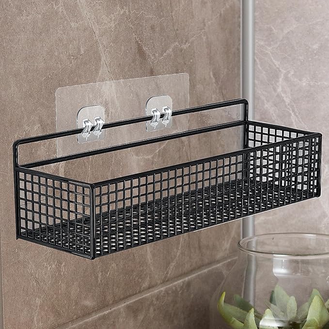 4 Pack Shower Caddy Adhesive Replacement, Strong Adhesive Sticker Hooks for Corner Shower Caddy Bathroom Shelf Basket Soap Dish Hanging Hooks Kitchen Accessories No Drilling