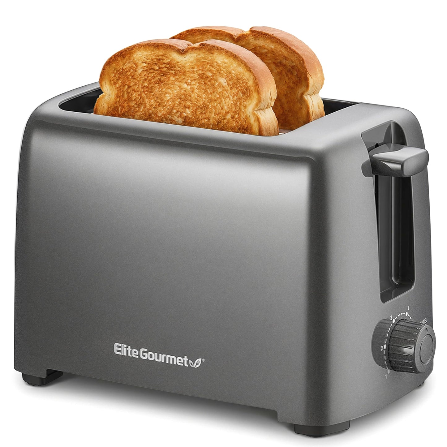 Elite Gourmet 2-Slice Cool-Touch Toaster, 1.25" Extra-Wide Slots, 6 Shades