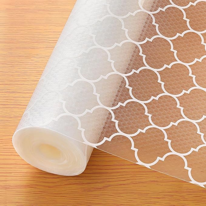 Cooyes Shelf Liner for Kitchen Cabinets – Non-Adhesive Waterproof EVA Liner for Drawers and Cabinets – Durable, Easy-to-Cut Shelf Paper with Modern Pattern