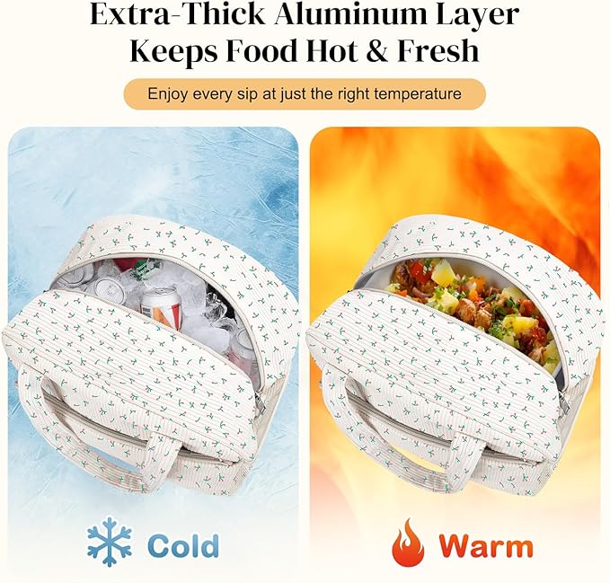 Coobiiya Lunch Bag Lunch Box for Women Men,12L Reusable Cute Corduroy Lunchbag Large Capacity- Leakproof, Insulated LunchBox Tote