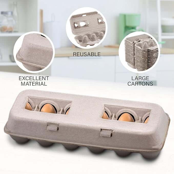 MT Products Blank Natural Pulp Egg Cartons 1 Dozen 11.50" x 4.2" x 1.25" - Perfect for Chicken Farm (Pack of 15) - Made in the USA