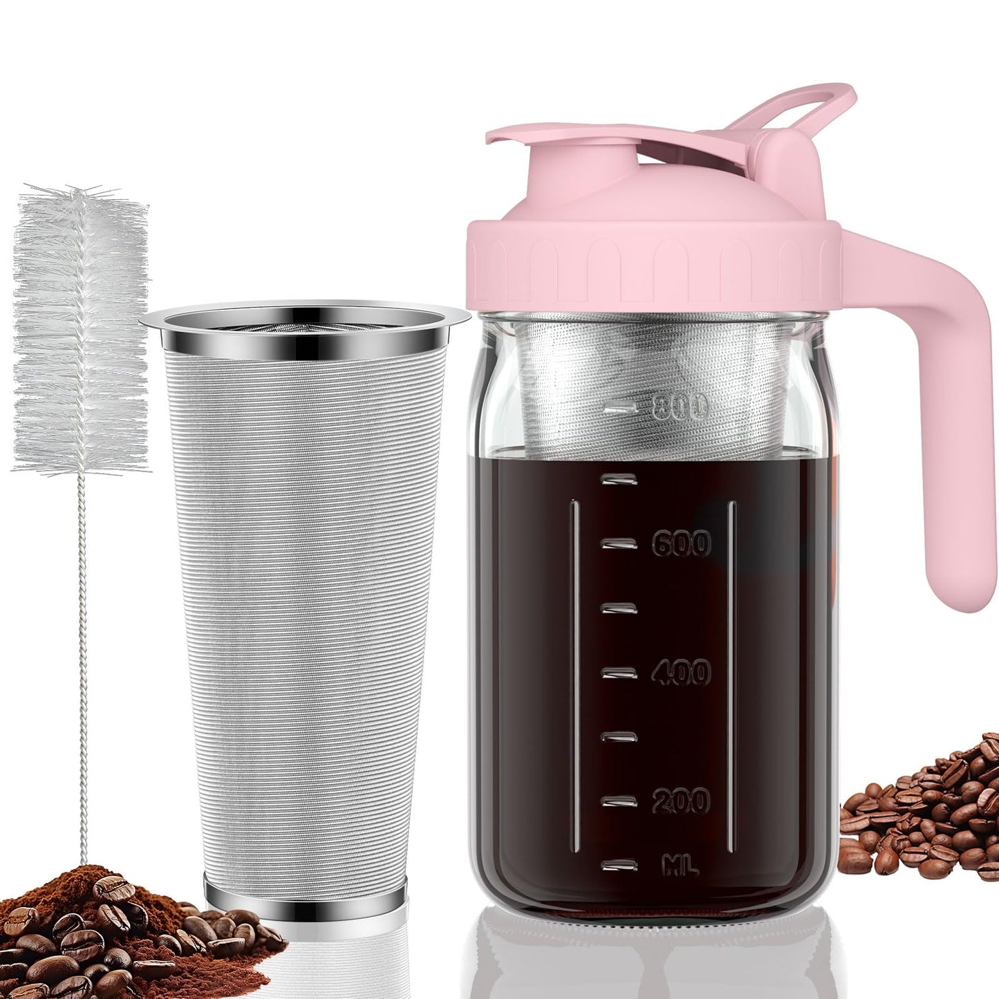 JunVpic Cold Brew Coffee Maker, 64 oz Glass Mason Jar Pitcher