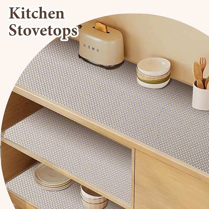 Drawer and Shelf Liner for Kitchen Cabinet: 23.6 in X 20 Ft Non Slip Waterproof Shelf Paper Non Adhesive Refrigerator Liners Light Gray Easy Liners for Bathroom